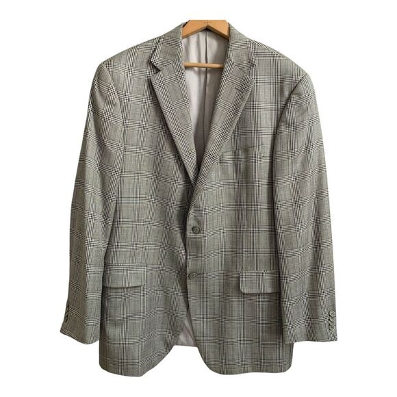 HART SCHAFFNER MARX Mens Gray Plaid Sport Coat Suit Jacket Blazer 43 R - Picture 16 of 16